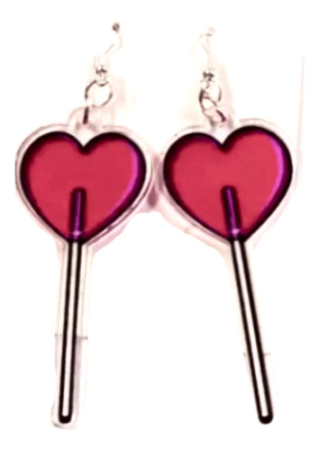 Aritos Chupetin Lollyheart Acrilico Corazon Personalizados!