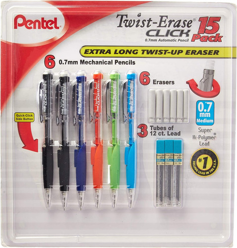 Juego De Lápices Mecánicos Pentel Twist-erase Click - 6 Mech