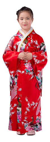 Children Girls Clothes Kimono Robe Japanese Costume Long