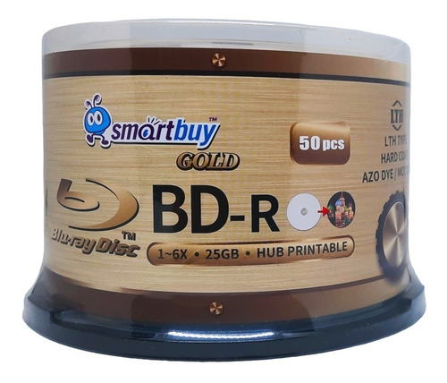 Blu Ray Smartbuy Gold 25gb 6x Imprimible 50 Unidades