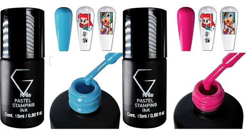 Pastel Stamping Ink 15ml 2 Pzas. Colores Azul Y Rosa