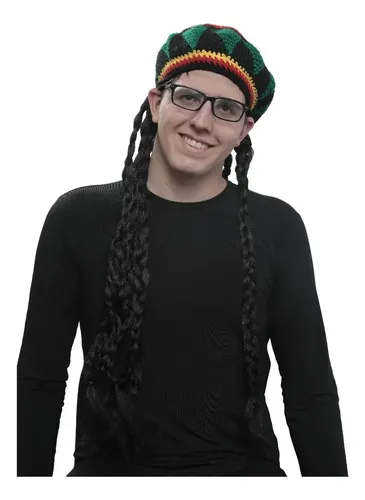 Set De Disfraz Rasta De 5 Piezas – Chaleco, Sombrero Con Rastas, Gafas, Pulsera Y Collar, Colores Rojo, Verde, Negro Y Amarillo