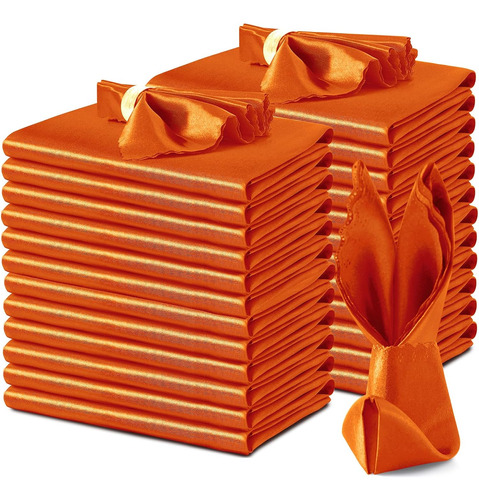 Vacvelt Paquete De 24 Servilletas De Satén Naranja Quemado D