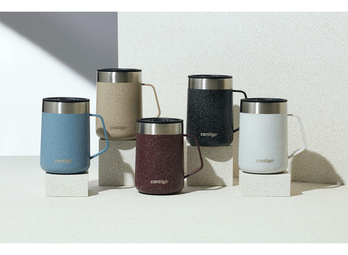 Taza Aislada Acero Inoxidable 414 Ml Con Asa Y Tapa Salpicad