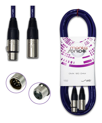 Cable Canon Dmx 5 Pines Xlr Macho A Hembra 10 Mts Neutrik