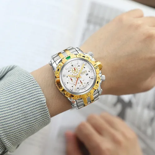 Relojes De Cuarzo Inoxidable De Lujo Temeite Color Del Fondo Dorado