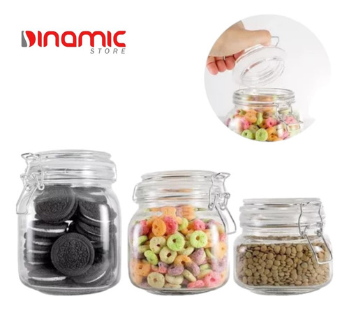 Frasco De Vidrio Hermetico Con Clip Metalico 1000ml