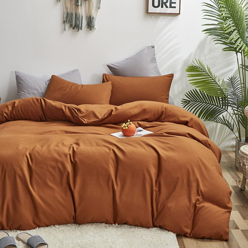 Wellboo Edredon Naranja Calabaza Juego De Cama Matrimonial