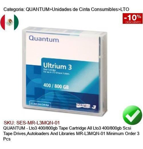 Imagen 1 de 1 de Quantum Lto3 400/800gb Cinta Respaldo 400/800gb Mr-l3mqn-01