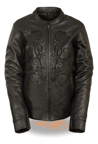 Milwaukee Leather Ml2500 Chaqueta De Cuero Negro Con Remache