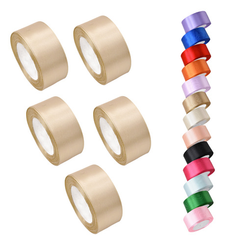 De 5 Rollo Liston Colores Moños 4cm 112.5m Decoracion