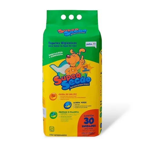 Tapete Higiênico Petix Super Secão 80x60cm Pacote com 30 unidades