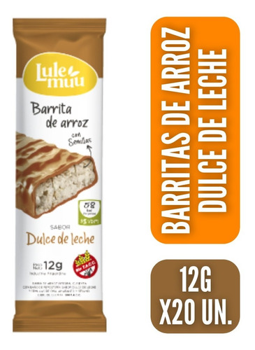 Barritas De Arroz Lulemuu Dulce De Leche - 20 Unidades