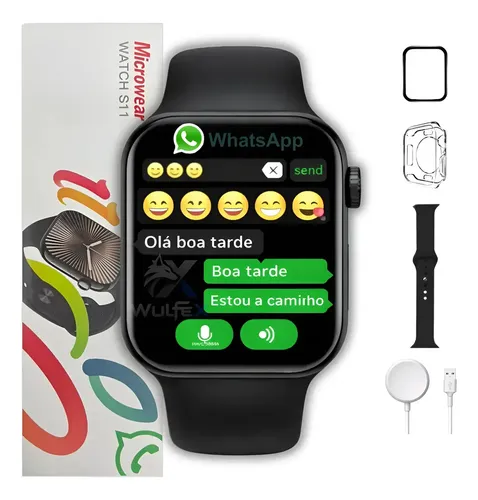 Relógio Smartwatch S11 Serie 11 47mm Amoled Whatsapp Gps Nfc 2026 Preto Faz Ligações