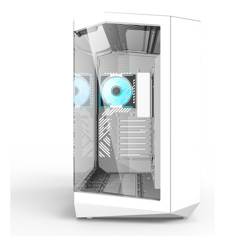 Gabinete Darkflash Dy470 Atx Lujo Vista 330° Con 4 Fans Argb Blanco