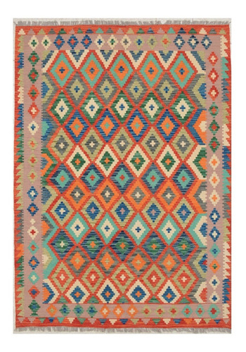 Alfombra Kilim,100% Lana Teñida Afgana Vegetal 245x176 Cm