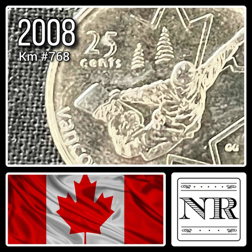 Canada - 25 Cents - Año 2008 - Km #768 - Snowboarding