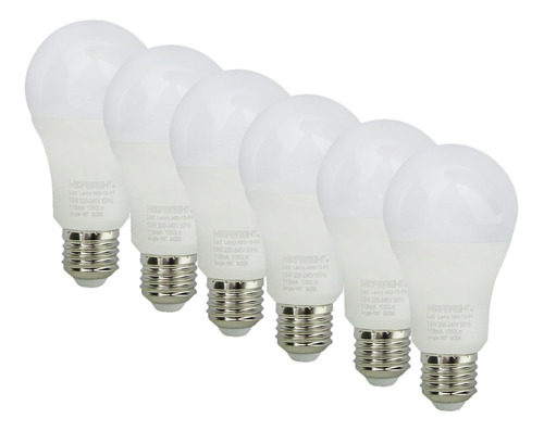 Pack 6 Ampolleta Led 13w E-27 Luz Fria, Megabright