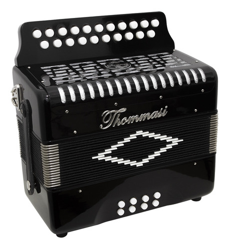Acordeon 8 Baixos 21 Botões Ta 821bs Preto Thommasi Com Case