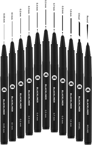 Set De 11 Estilografos Marcadores Blackliner Molotow Dibujo