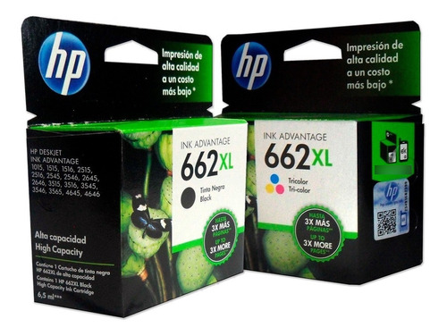 Combo 2 Cartucho Tinta Hp 662xl 1negro Cz105al 1colo Cz106al