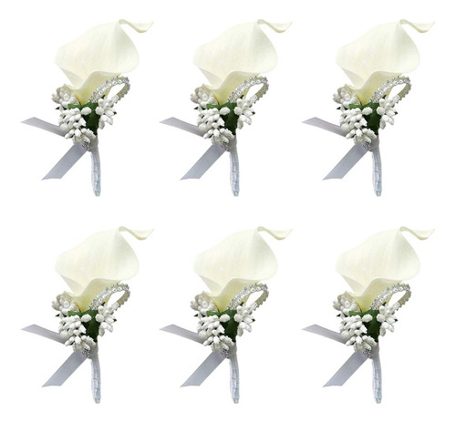 Chezmax Calla Lily White Boutonniere Flor De Seda Hecha A M.