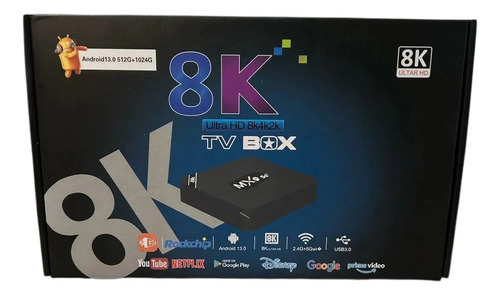 Smart Tv Box 8k Negro Android 13 Con Magia 512gb Negro Estándar