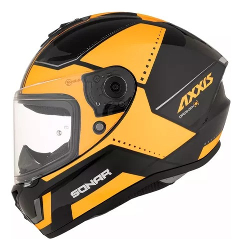 Casco Moto Integral Axxis Draken Sonar B3 Naranja Brillo Rpm