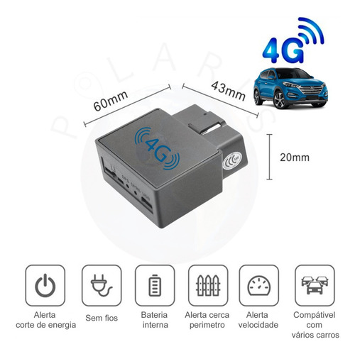 Rastreador Gps Tracker Veicular 4g Obd + Chip M2m E App