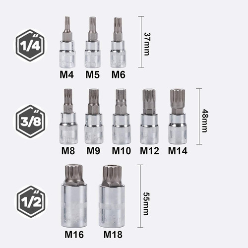 Juego De Dados Con Punta Bristol M4-m18 10pz