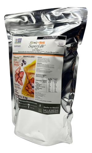 Stevia Super Life Plus 2 Kg Con Fibra Y Fruta Monje