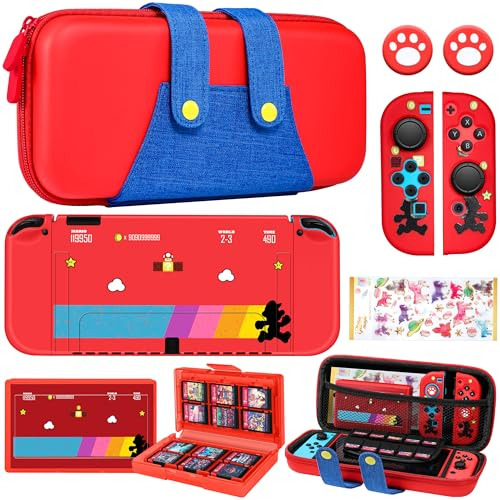 Pack 8 En 1 Funda Protectora Switch Oled Anime Con Accesorio
