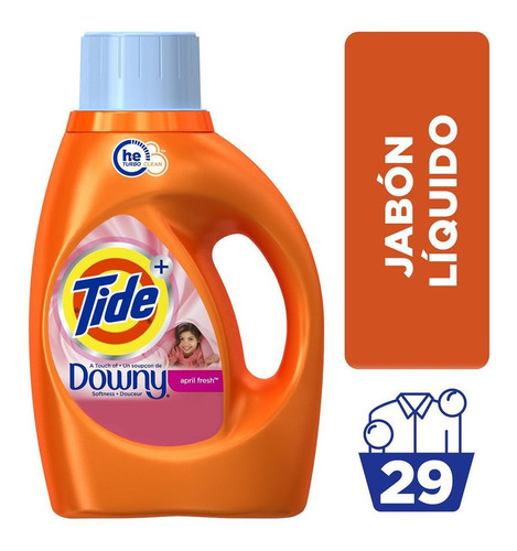 Tide Con Downy Jabon Liquido Para Ropa 29 Lavadas X 1,36 Lts