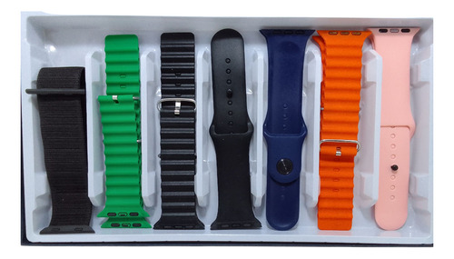 Kit De Smartwatch Y Earphones 7 Extensibles Con Cargador Plateado Varias Varios Plateado