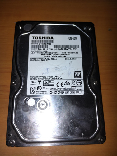 Disco Duro Sata Toshiba Pc 1 Terabyte 7200 Rpm