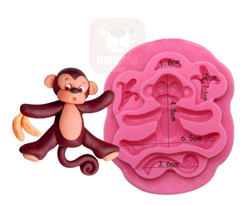 Imagen 2 de 5 de Molde Silicona Mono Animal Banana Porcelana Fria Reposteria