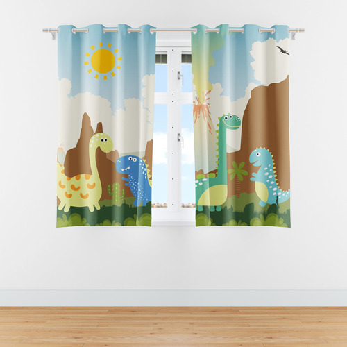 Cortina Dinossauro Baby Infantil Para Quarto 2,80x1,40m