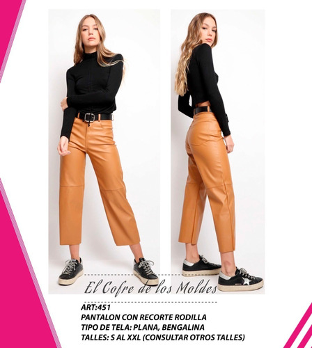 Molde Digital Pantalon Crop C/recorte Rodilla,talles S A Xxl