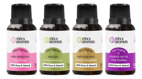 comprar Kit 4 Oleo Vegetal Rosa Mosqueta Abacate Amendoa Semente Uva