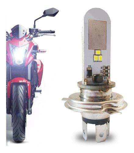 Lampada Farol De Led H4 Moto 125/150cc Efeito Xenon 6000k