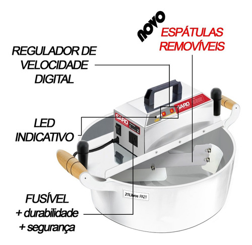 Imagem 3 de 6 de Panela Para Mexer Doces Alumínio 21 Lts Eletrica Tao