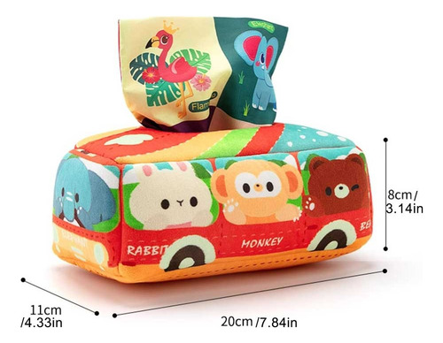 Brinquedo De Pelúcia Baby Montessori Cloth Tissue Box Bus