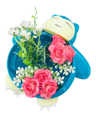 Imagen 1 de 9 de Maceta Pokemon Snorlax 3d Cactus Suculentas Pintado A Mano