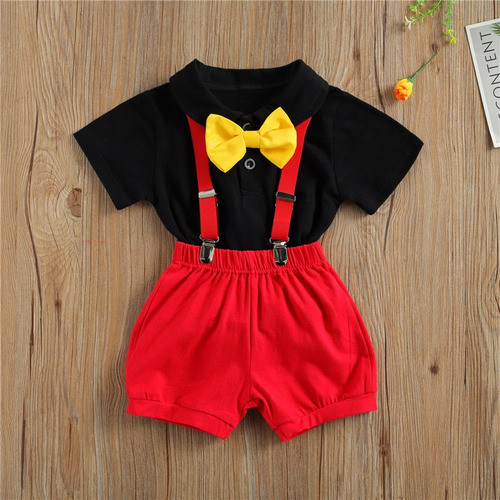 Disfraz De Mickey Mouse Para Bebé Niño Traje De Cumpleaños Negro 0-6 Meses