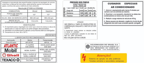 Adesivos Advertencia Cofre Motor Vw Gol Gti Quadrado 1990