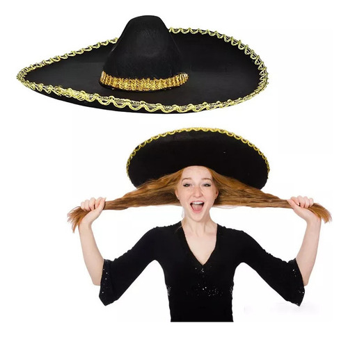 Autêntico Chapéu Mexicano Charro Mariachi Fiesta 2 Peças.