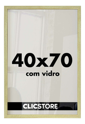  Moldura 40x70 Quadro Decorativo Vidro Poster Foto Corredor Cor Carvalho Liso 