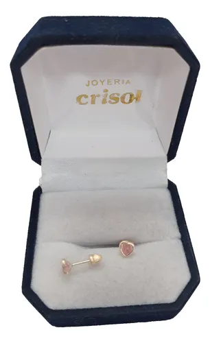 Caravanas Abridoras Oro 10k C/rosa Francia Corazon (t1*)