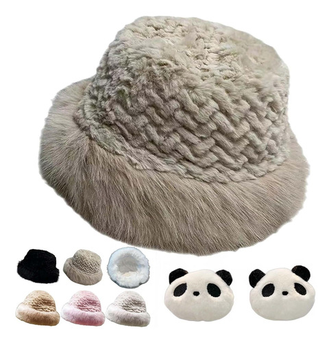 Gorro Piel Conejo For Mujer, Gorro De Piel Sintética Grueso