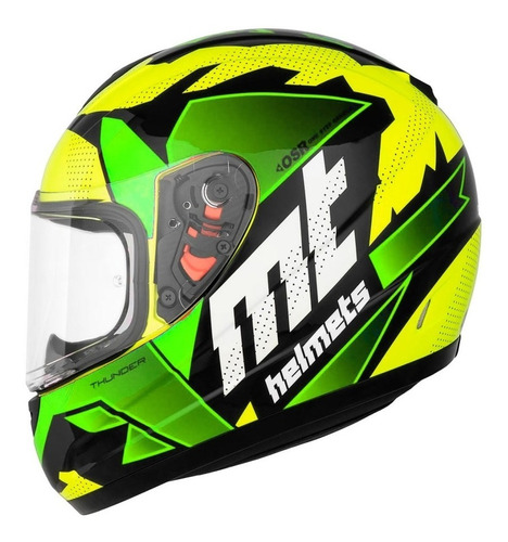 Casco Moto Mt Thunder Kids Niño Fluor Amarillo Verde Dafy